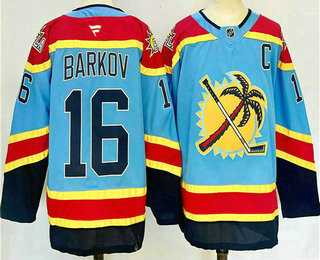 Mens Florida Panthers #16 Aleksander Barkov Blue 2024 Reverse Retro Stitched Jersey